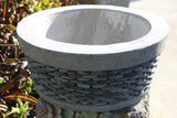 Balinese Hand Crafted & Inlaid Pebble Pot - Bali Feature Pot - Desert Rose Pot