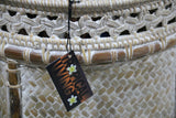 New Balinese Hand Woven BAMBOO w/RATTAN TRIM OPEN BASKET - Bali Basket