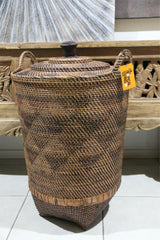 NEW Balinese Hand Woven Rattan Laundry Basket / Bali Rattan Basket with Lid