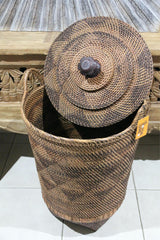 NEW Balinese Hand Woven Rattan Laundry Basket / Bali Rattan Basket with Lid