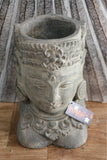 NEW Balinese Hand Crafted Cast Concrete Dewi Head Pot - Bali Dewi Head Plant Pot