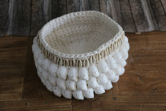 NEW Balinese Handmade Macrame Open Baskets encrusted with Shells
