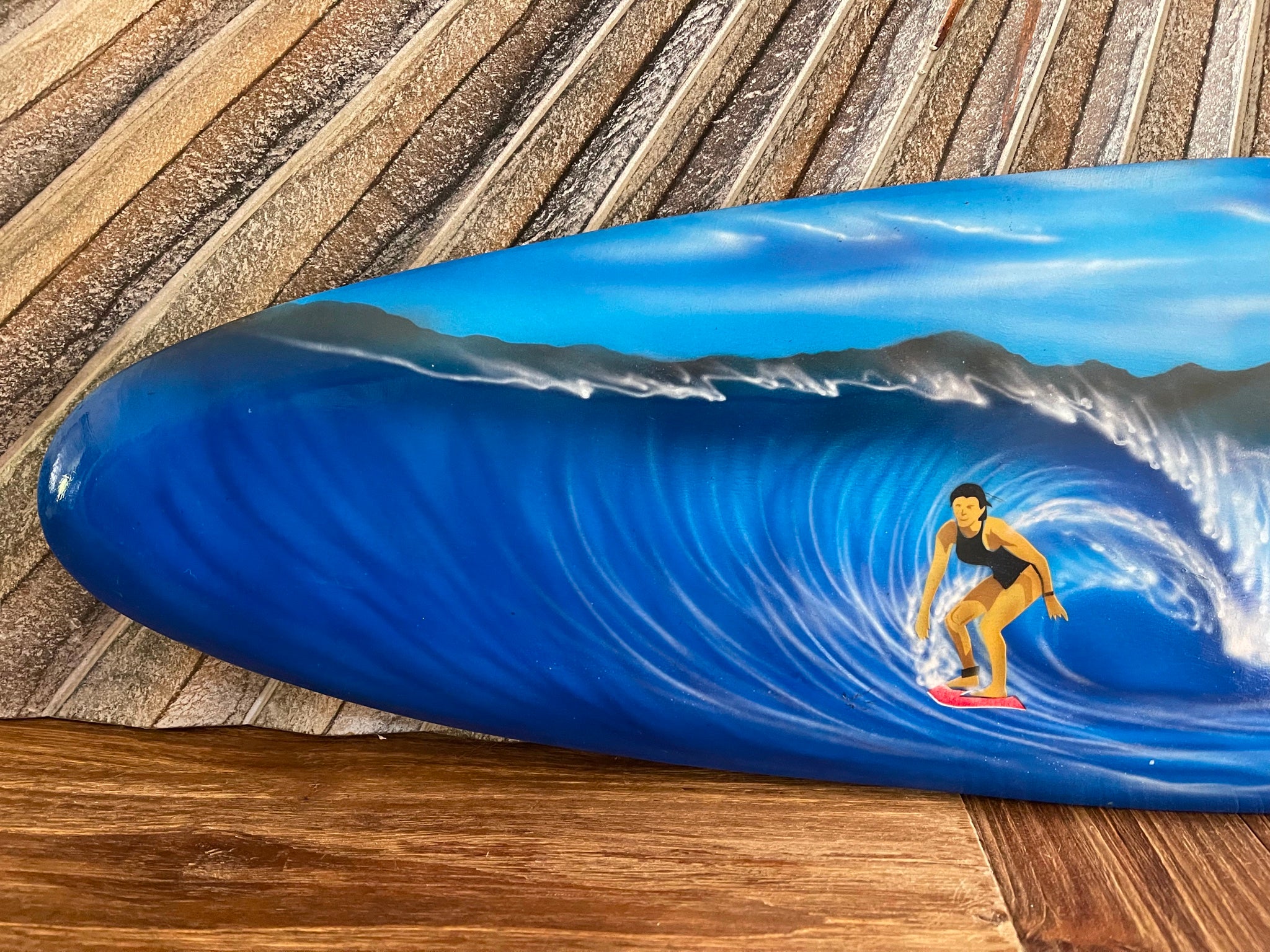 NEW Bali Handmade Air Brushed Surfboard Wall Decor 80cm - Bali Surfboard Art