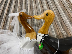 NEW Hand Carved Bali Wedding Ducks - Bali Rice Paddy Mr & Mrs Kissing Ducks