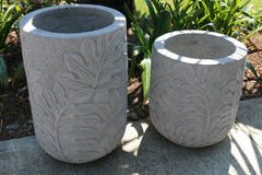 NEW Balinese Hand Crafted & Carved Monstera Leaf Pots - Bali Feature Pots