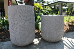 NEW Balinese Hand Crafted & Carved Monstera Leaf Pots - Bali Feature Pots