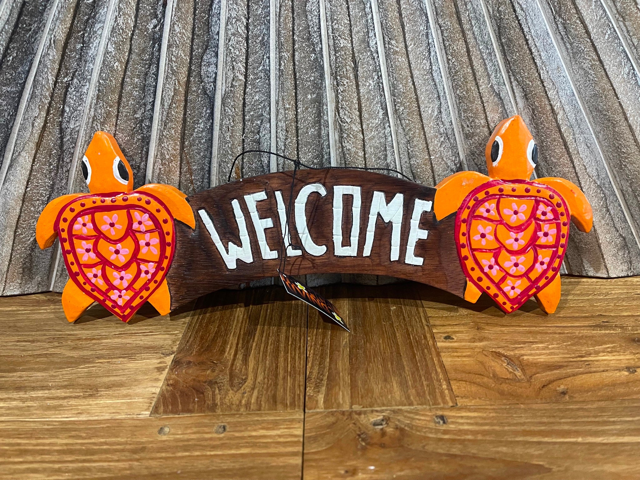 NEW Balinese Hand Crafted & Carved WELCOME Sign - Tropical Island WELCOME Sign