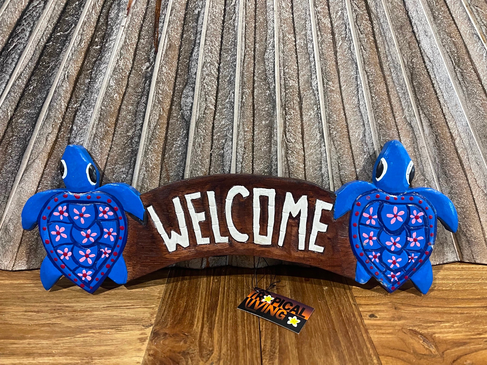 NEW Balinese Hand Crafted & Carved WELCOME Sign - Tropical Island WELCOME Sign