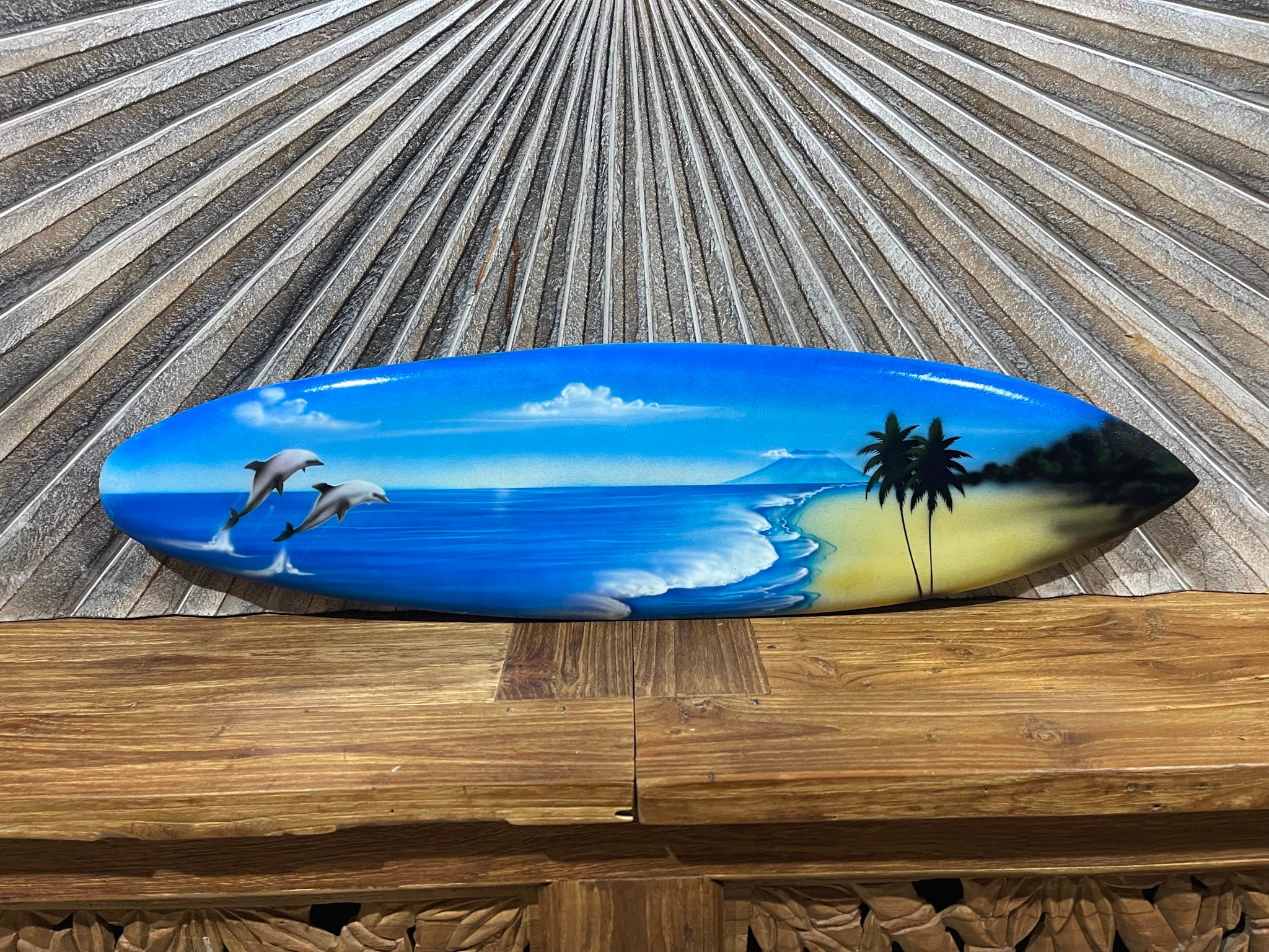 NEW Bali Handmade Air Brushed Surfboard Wall Decor 80cm - Bali Surfboard Art