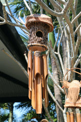 NEW Balinese Wood Stick Birdhouse / Bamboo Wind Chime