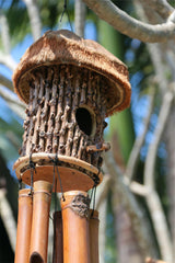 NEW Balinese Wood Stick Birdhouse / Bamboo Wind Chime