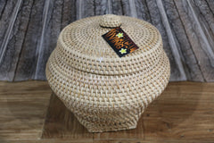 New Balinese Hand Woven Rattan Basket with Lid / Bali Rice Basket