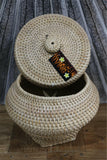 New Balinese Hand Woven Rattan Basket with Lid / Bali Rice Basket