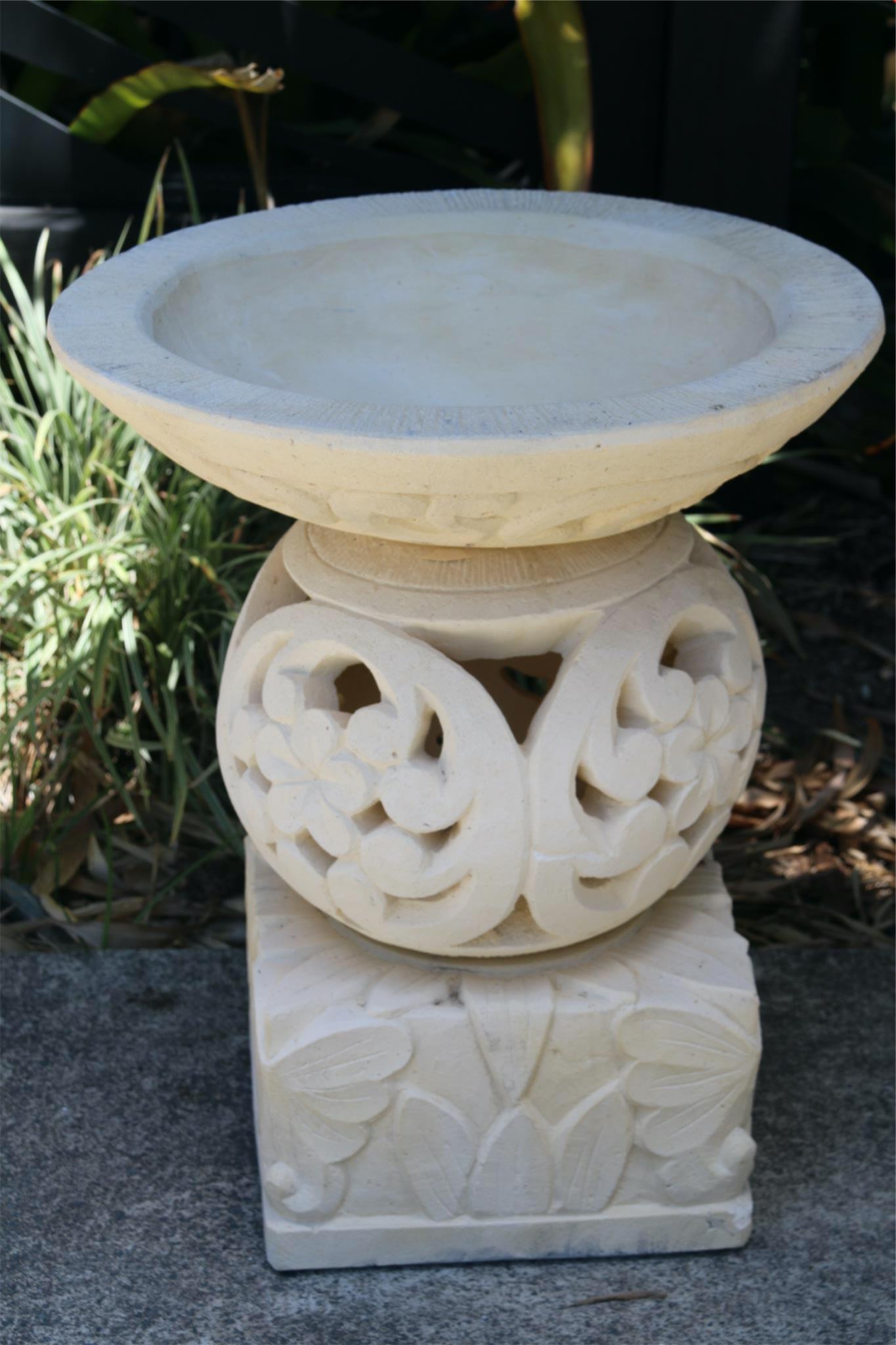 NEW Balinese Frangipani Style Bird Bath - Bali Garden Art - Bali Bird Bath