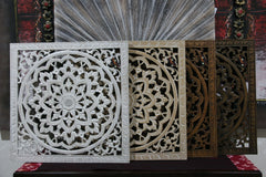 NEW BALINESE CARVED MDF/WOOD MANDALA / TROPICAL WALL PANELS - BALI WALL ART 70cm