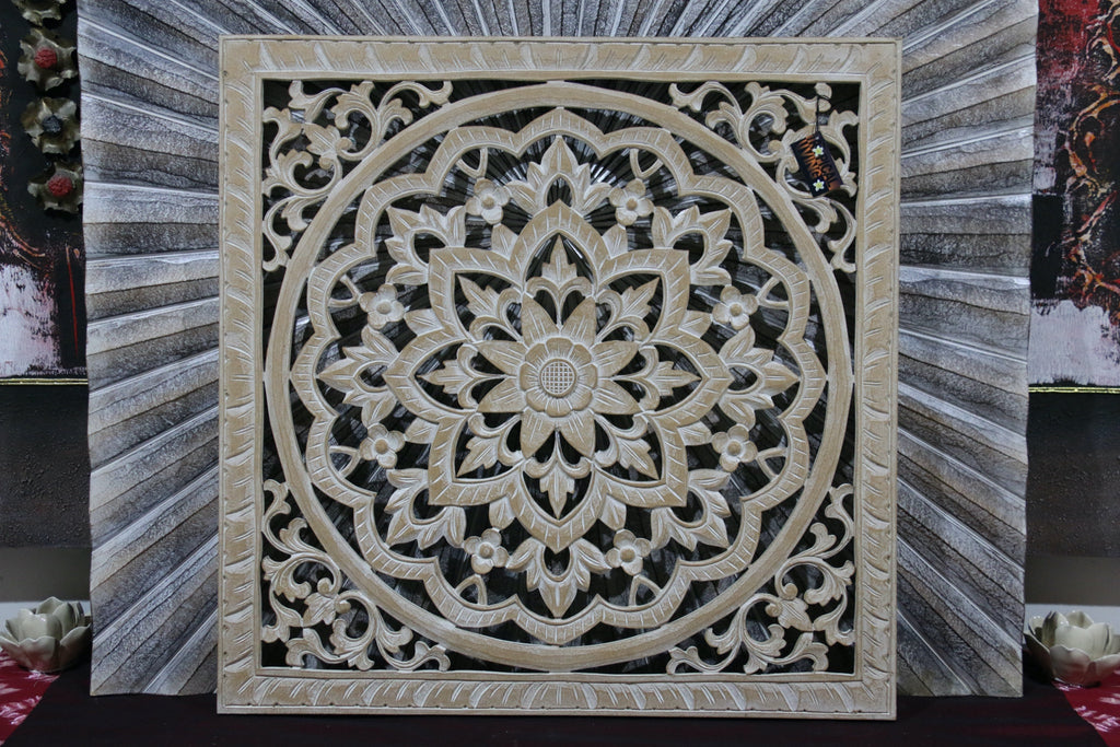 NEW Balinese Carved MDF/WOOD Framed MANDALA Wall Panel 70x70cm Stunnin