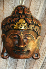 NEW Balinese Hand Carved Wooden Buddha Mask - 15cm - Buddha Head Wall Art