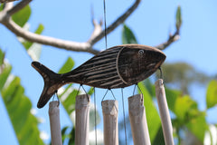 NEW Balinese Wood / Bamboo Fish Wind Chime - Bali Coastal Style Wind Chime