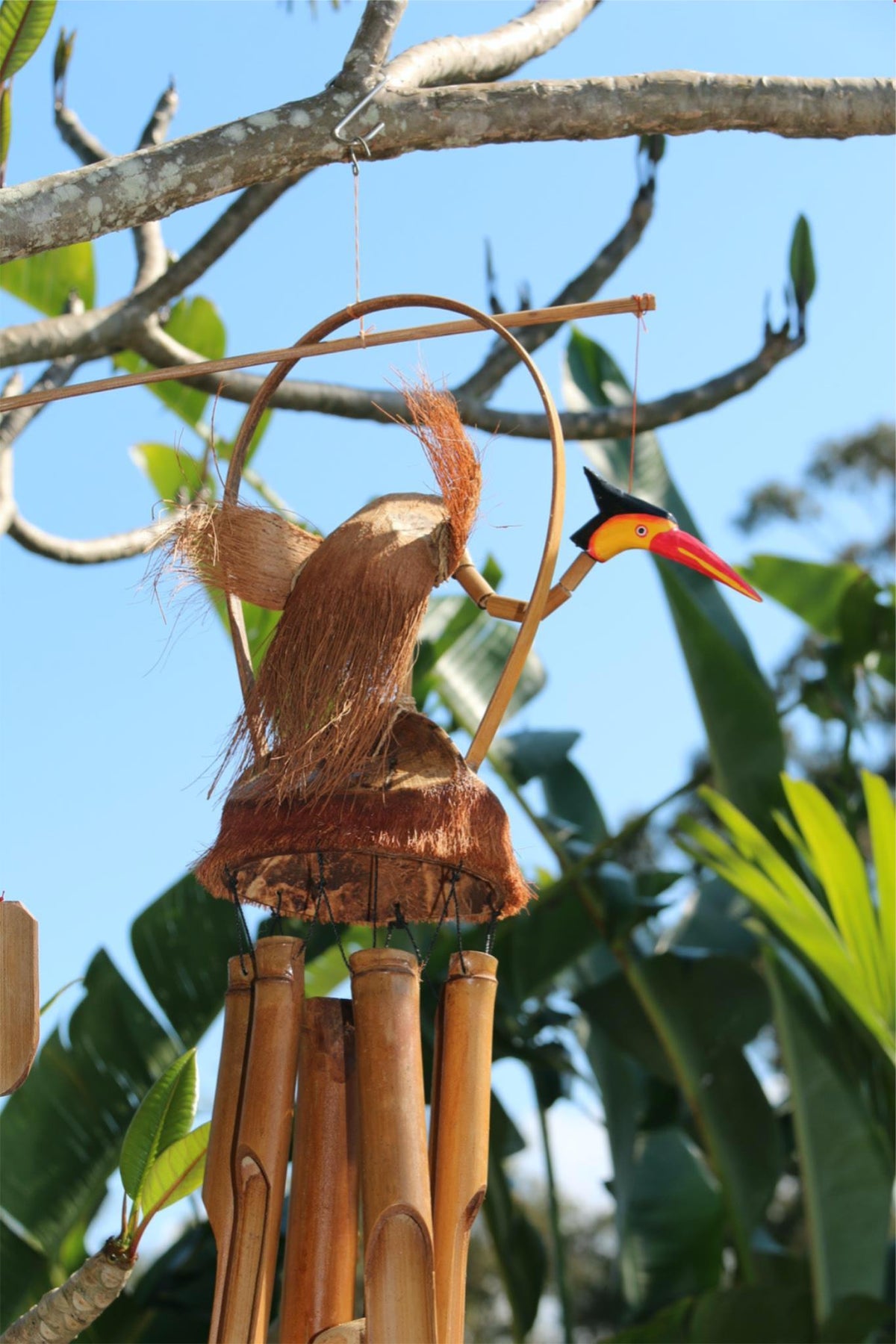 NEW Balinese Bird  Coconut / Bamboo Wind Chime - Bali Bird Wind Chime CUTE!!