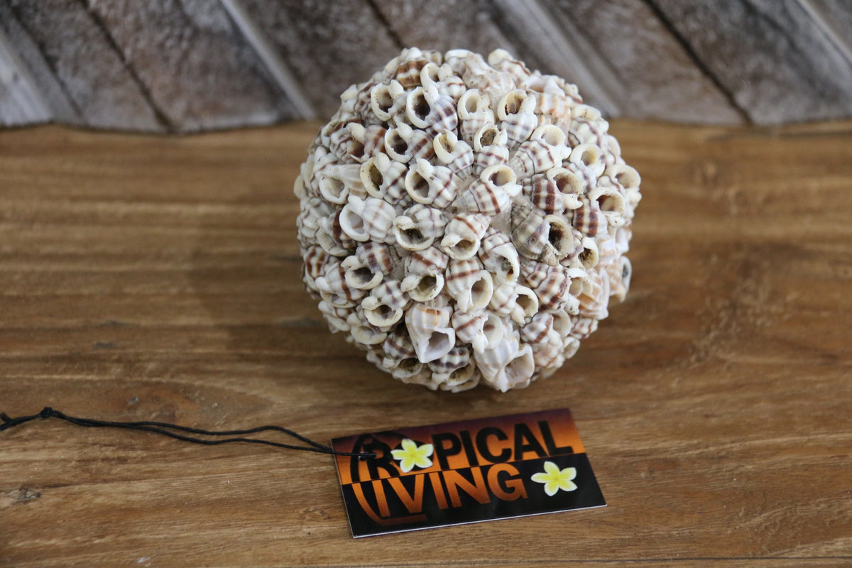 Hand Crafted Shell Decor Ball - Balinese Shell Home Decor - Boho Style Homewares