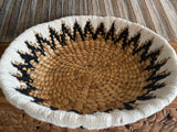 New Balinese Hand Woven Water Hyacinth w/Cotton Trim Open Basket - Bali Basket