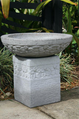 Balinese Hand Crafted Frangipani Bird Bath or Shallow Feature Concrete Pot