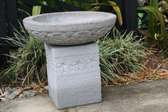 Balinese Hand Crafted Frangipani Bird Bath or Shallow Feature Concrete Pot