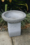 Balinese Hand Crafted Frangipani Bird Bath or Shallow Feature Concrete Pot