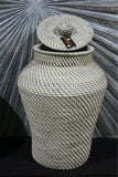 NEW BALINESE WOVEN RATTAN VASE / BASKET WITH LID  S - CHOOSE FROM 2 COLOURS