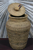 NEW BALINESE WOVEN RATTAN VASE / BASKET WITH LID  S - CHOOSE FROM 2 COLOURS