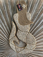 Balinese Hand Crafted Shell & Rope Mermaid Wall Art - Bali Shell Wall Art