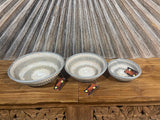 New Balinese Hand Woven RATTAN OPEN BASKET - Bali Basket - Medium Grey/White