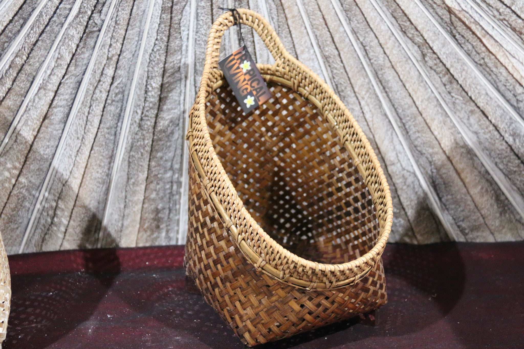 NEW BALINESE HAND WOVEN BAMBOO / RATTAN OPEN BASKET Small