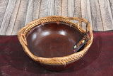 NEW BALINESE HAND CRAFTED WOOD/RATTAN COMBO BOWL Small