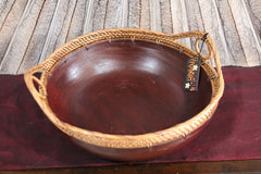 NEW BALINESE HAND CRAFTED WOOD/RATTAN COMBO BOWL Large