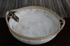 NEW BALINESE HAND CRAFTED WOOD/RATTAN COMBO BOWL Large