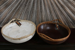 NEW BALINESE HAND CRAFTED WOOD/RATTAN COMBO BOWL Large