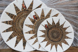 NEW Bali Woven Platter with Cotton Trim - Balinese Woven Platter Wall Art 60cm