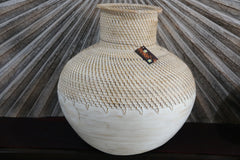 NEW BALINESE HAND CRAFTED WOOD/RATTAN COMBO Ball Vase - Gorgeous!!