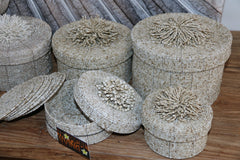 New Balinese Hand Threaded Bead Coasters in Holder - Stunning!!  Balinese Basket