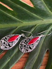 925 Sterling Silver Tear Drop Hook Earrings - Balinese Style Earrings