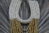 NEW HAND CRAFTED BALINESE SHELL / WOOD BEAD TRIBAL NECK PIECE - PRIMITIVE ART
