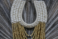 NEW HAND CRAFTED BALINESE SHELL / WOOD BEAD TRIBAL NECK PIECE - PRIMITIVE ART