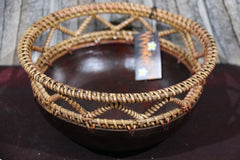 NEW BALINESE HAND CRAFTED WOOD/RATTAN COMBO BOWL Small