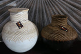 NEW BALINESE HAND CRAFTED WOOD/RATTAN COMBO BALL VASE - GORGEOUS!!