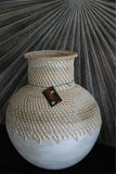 NEW BALINESE HAND CRAFTED WOOD/RATTAN COMBO BALL VASE - GORGEOUS!!