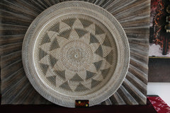 NEW Bali Woven Rattan Platter with Motif - Balinese Woven Rattan Wall Art 70cm