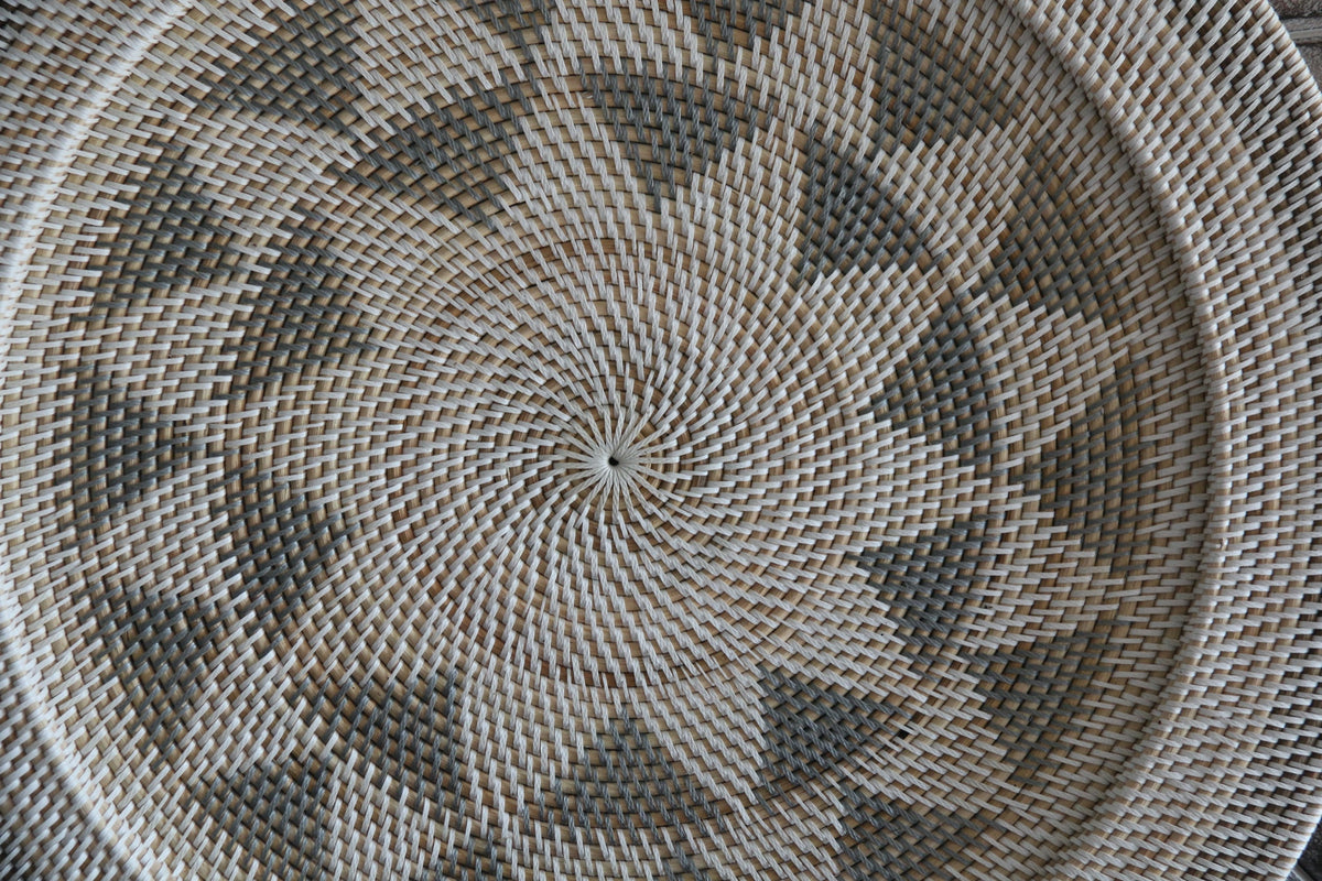 NEW Bali Woven Rattan Platter with Motif - Balinese Woven Rattan Wall Art 70cm