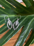 925 Sterling Silver Leaf Shaped Hook Earrings - Balinese Style Earrings