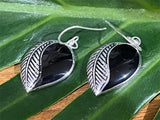 925 Sterling Silver Leaf Hook Earrings - Balinese Style Earrings